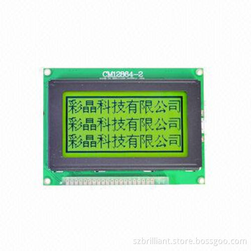 128x64 LCD with LCD backlight, pins connect with controller KS0108, STN yellow green
